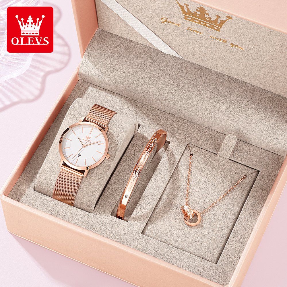 Accessories With Watch - OLEVS Woman Watch 5869 Elegant Fashion