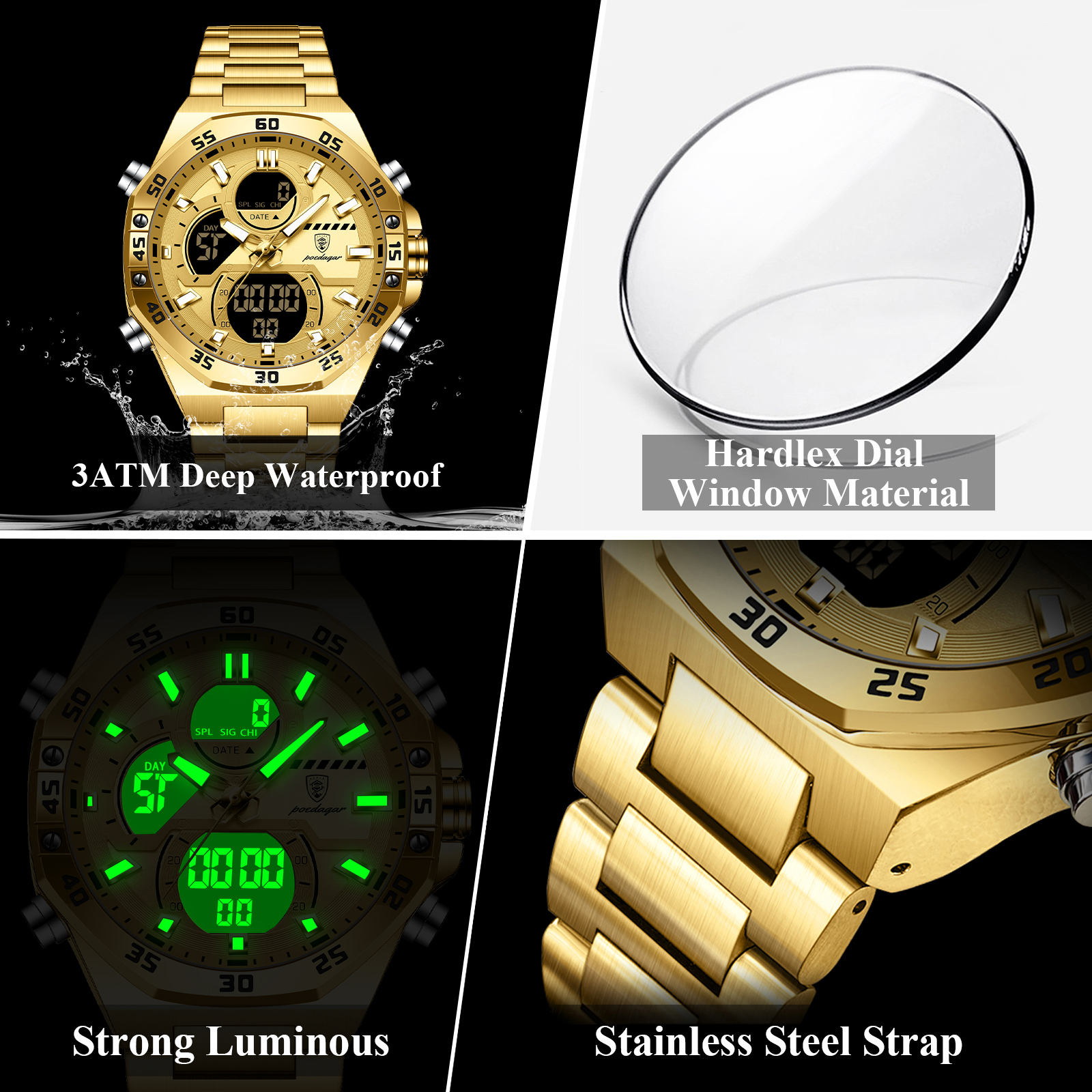 POEDAGAR Sport Men Watch LED W - Accessories With Watch reseña y precio