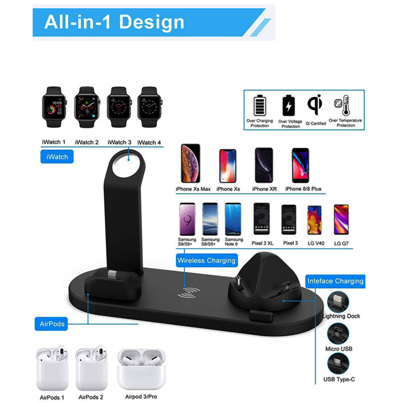 6 in 1 Wireless Charger Stand  - Smartwatch X12 reseña y precio