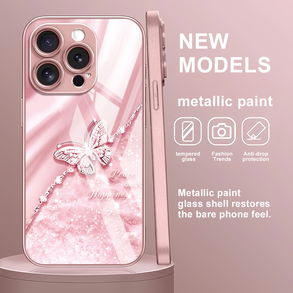 Pink Butterfly Tempered Glass  - Screen Protector Film reseña y precio