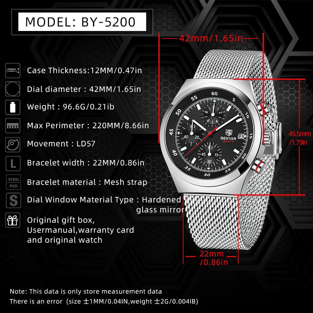 BENYAR Top Luxury Brand Men's  - Accessories With Watch reseña y precio